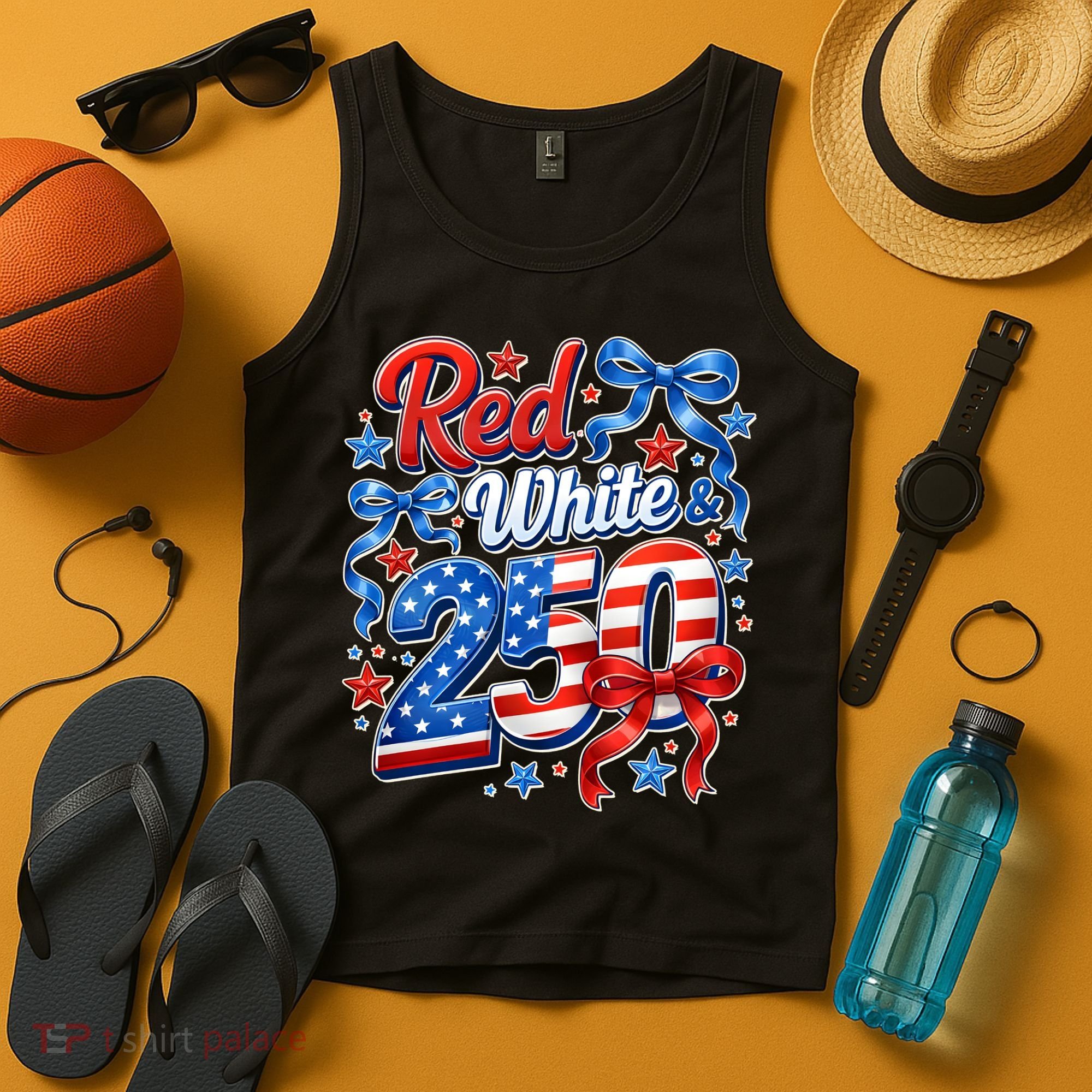 Cute Patriotic Red White And 250 Celebrate America's 250th Birthday Tank Top