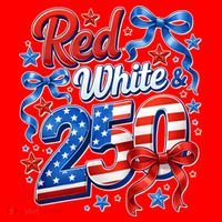 Cute Patriotic Red White And 250 Celebrate America's 250th Birthday Santa Hat thumb 1