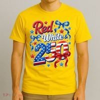 Cute Patriotic Red White And 250 Celebrate America's 250th Birthday T-Shirt thumb 3