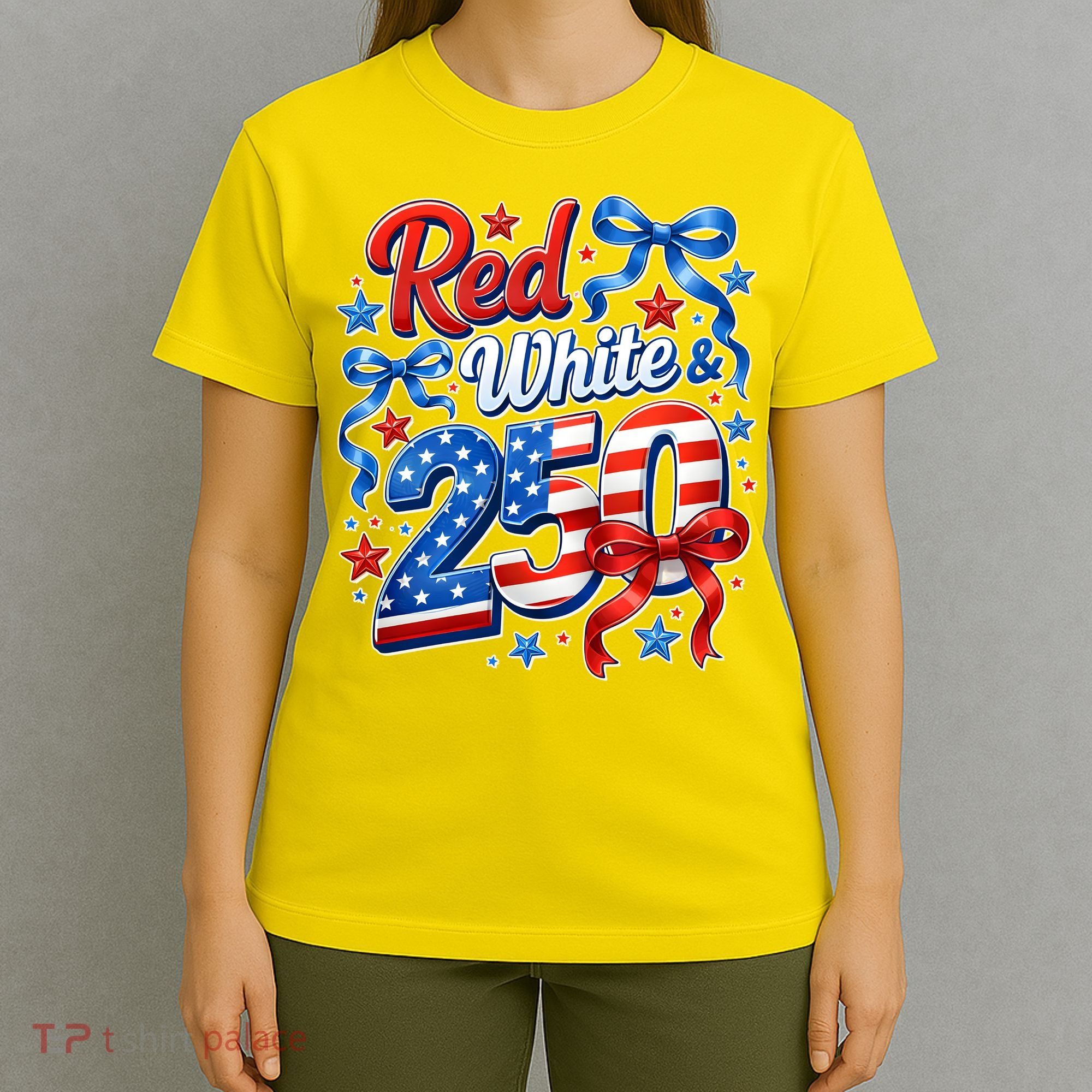 Cute Patriotic Red White And 250 Celebrate America's 250th Birthday T-Shirt