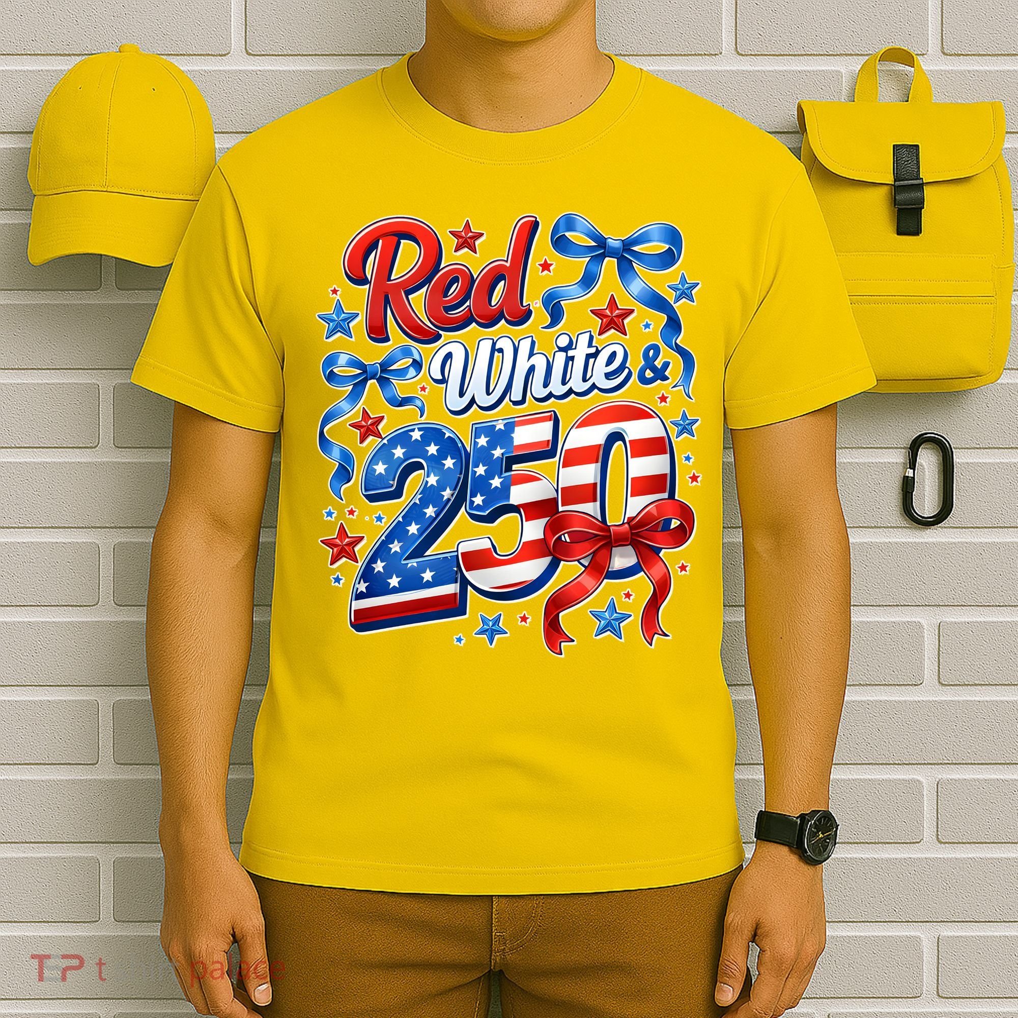 Cute Patriotic Red White And 250 Celebrate America's 250th Birthday T-Shirt
