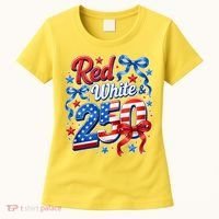 Cute Patriotic Red White And 250 Celebrate America's 250th Birthday Women's T-Shirt thumb 0
