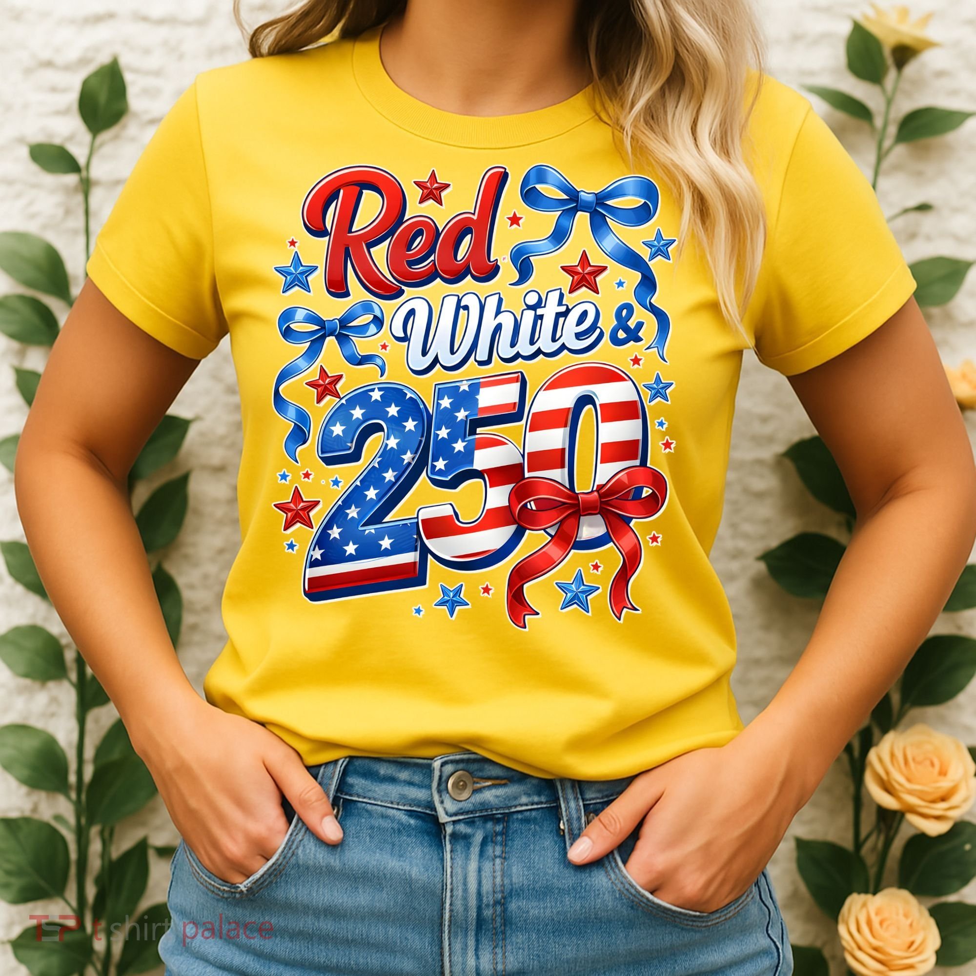 Cute Patriotic Red White And 250 Celebrate America's 250th Birthday Women's T-Shirt