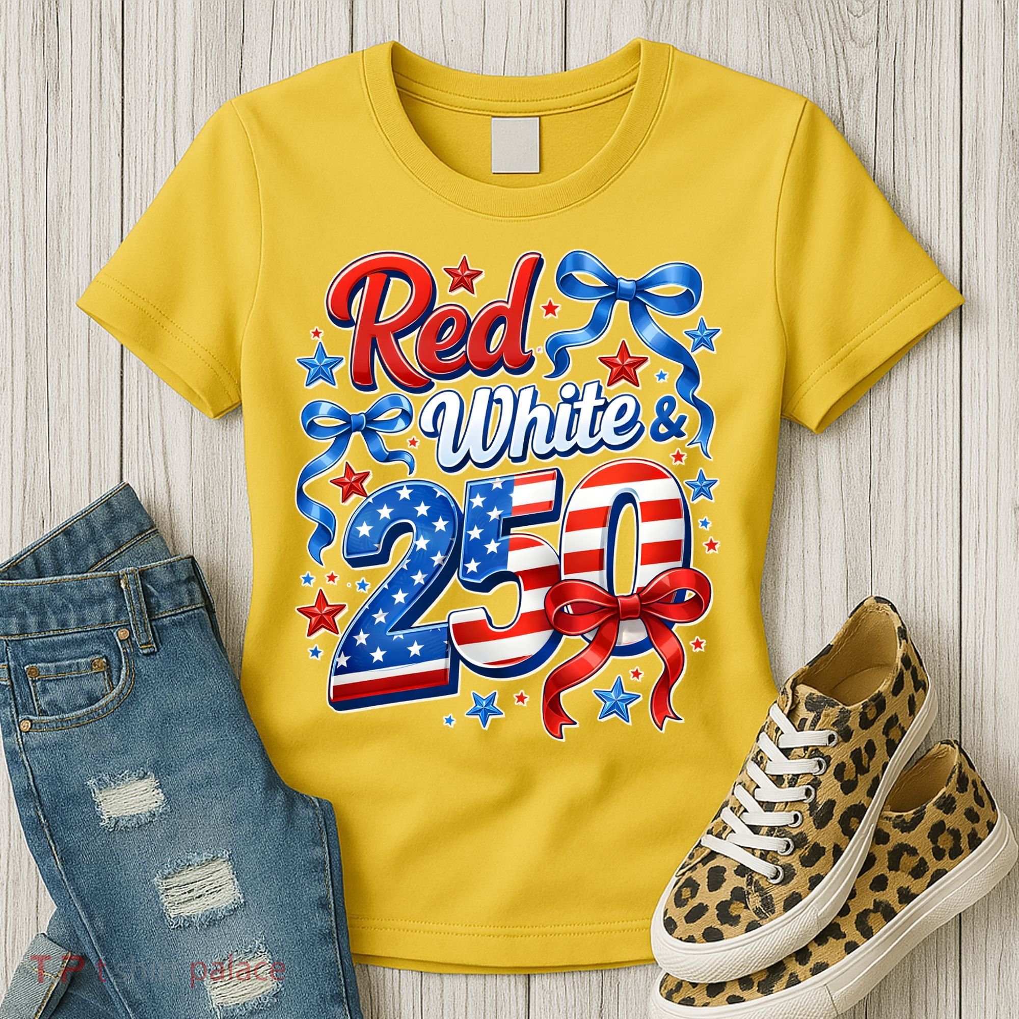 Cute Patriotic Red White And 250 Celebrate America's 250th Birthday Women's T-Shirt