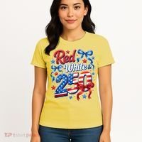 Cute Patriotic Red White And 250 Celebrate America's 250th Birthday Women's T-Shirt thumb 4
