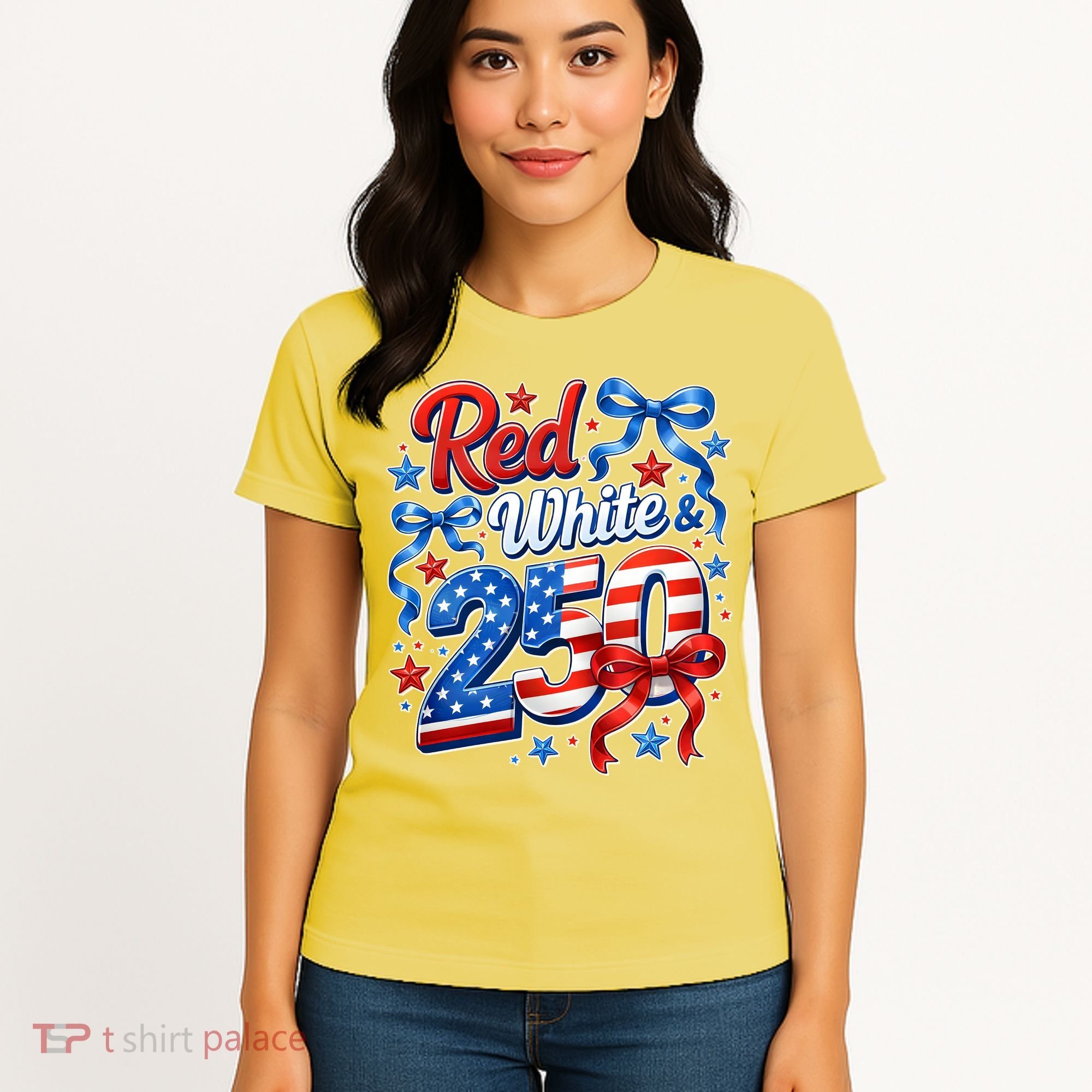 Cute Patriotic Red White And 250 Celebrate America's 250th Birthday Women's T-Shirt