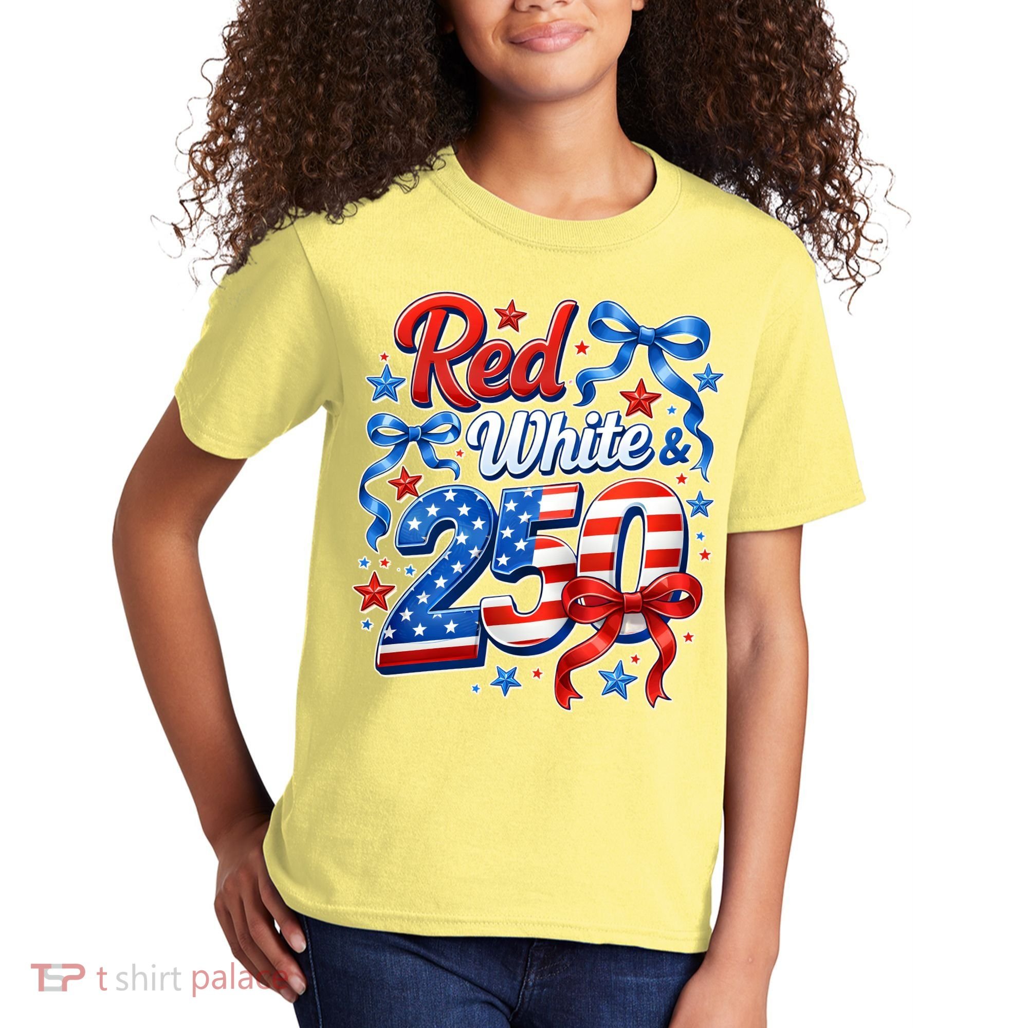 Cute Patriotic Red White And 250 Celebrate America's 250th Birthday Kids T-Shirt