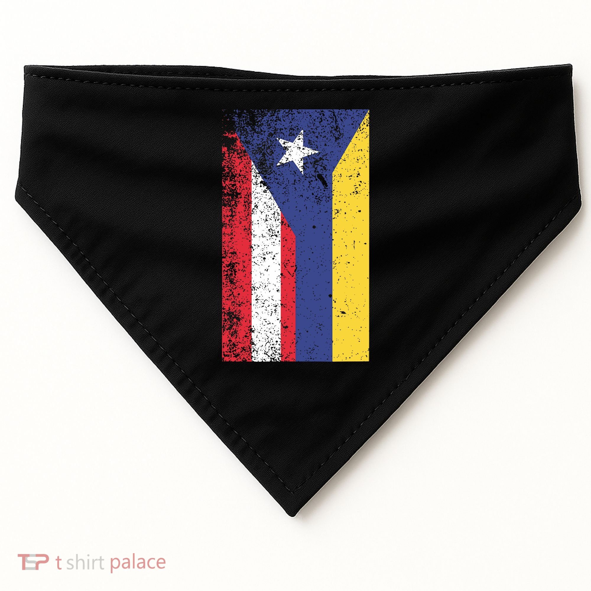 Colombia Puerto Rico Flag Pride USA-Made Doggie Bandana