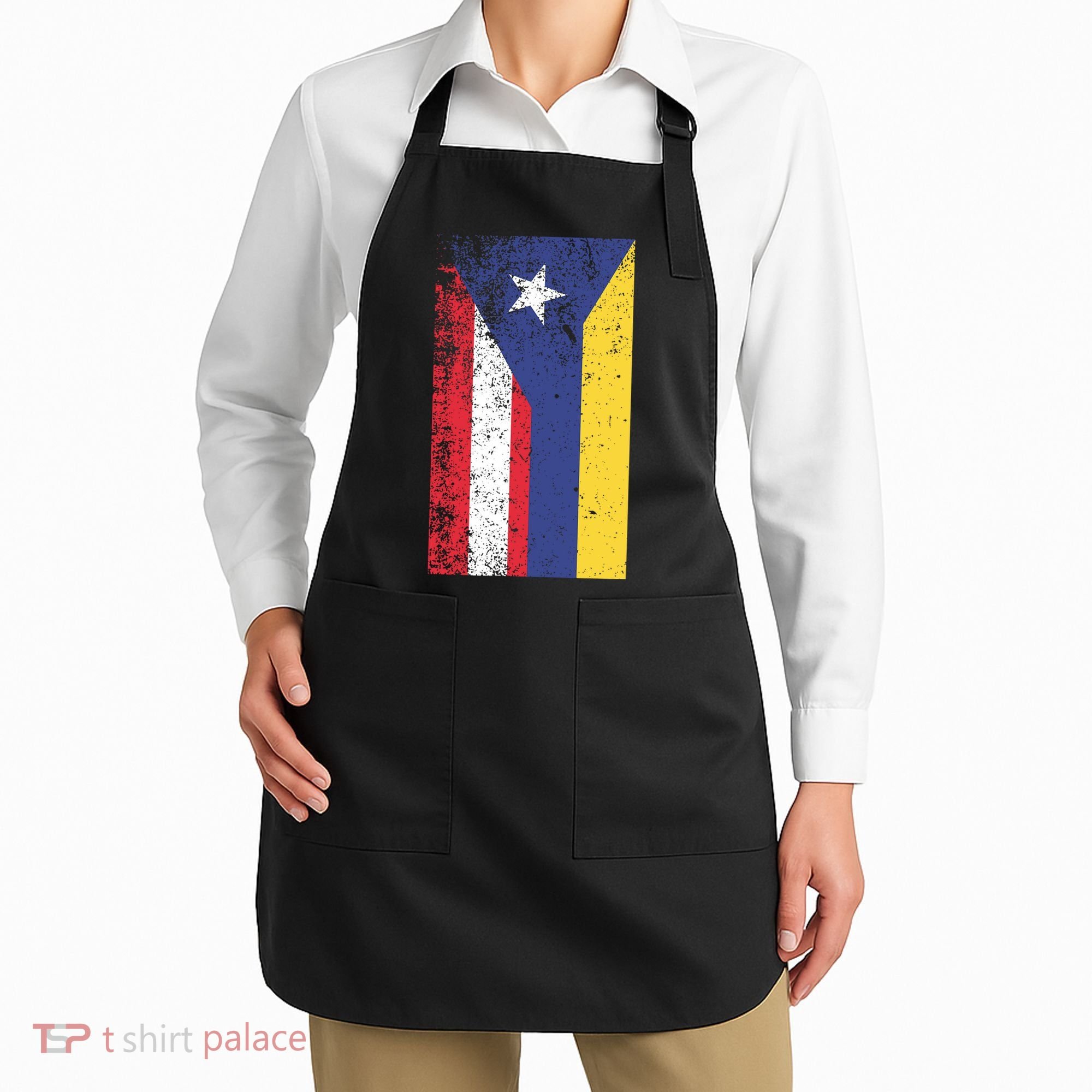Colombia Puerto Rico Flag Pride Apron