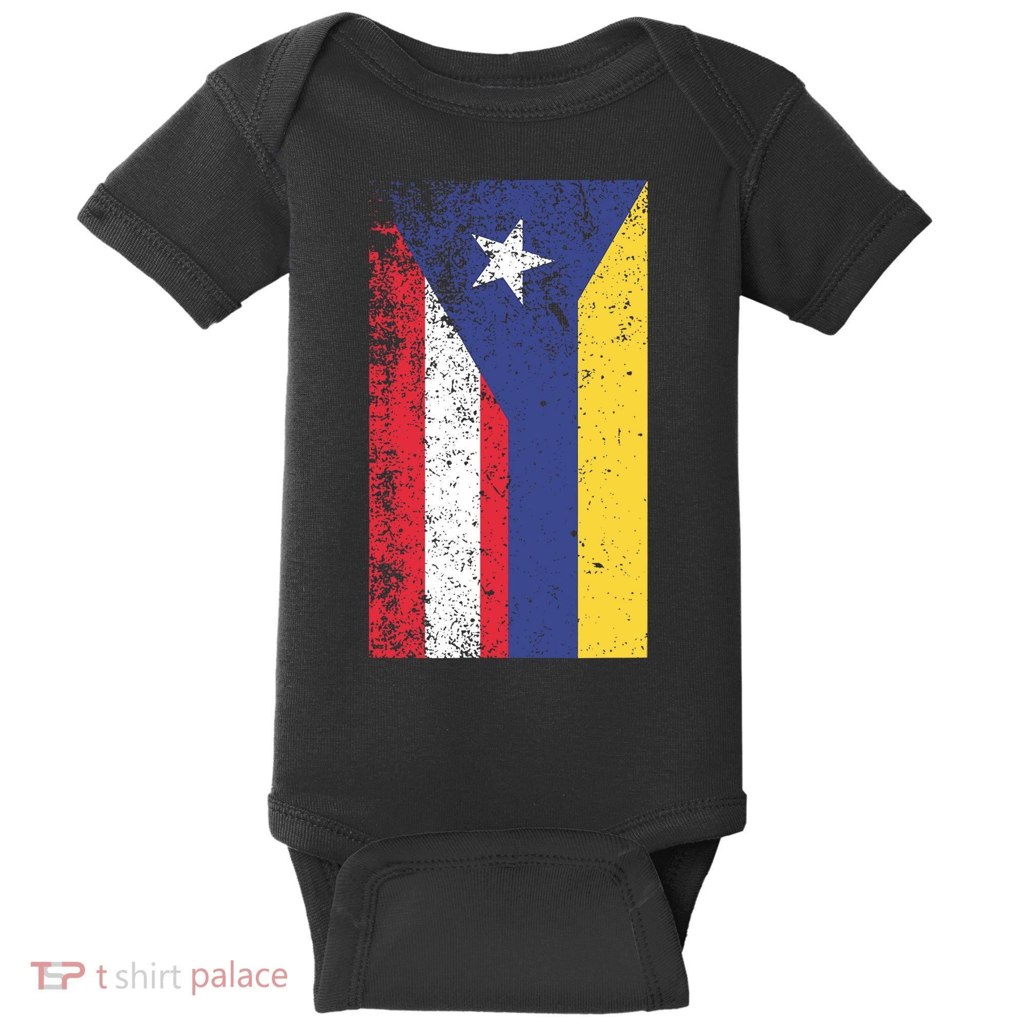 Colombia Puerto Rico Flag Pride Baby Bodysuit