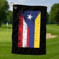 Colombia Puerto Rico Flag Pride Golf Towel thumb 1