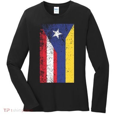 Colombia Puerto Rico Flag Pride Women's Long Sleeve Shirt