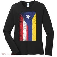 Colombia Puerto Rico Flag Pride Women's Long Sleeve Shirt thumb 0