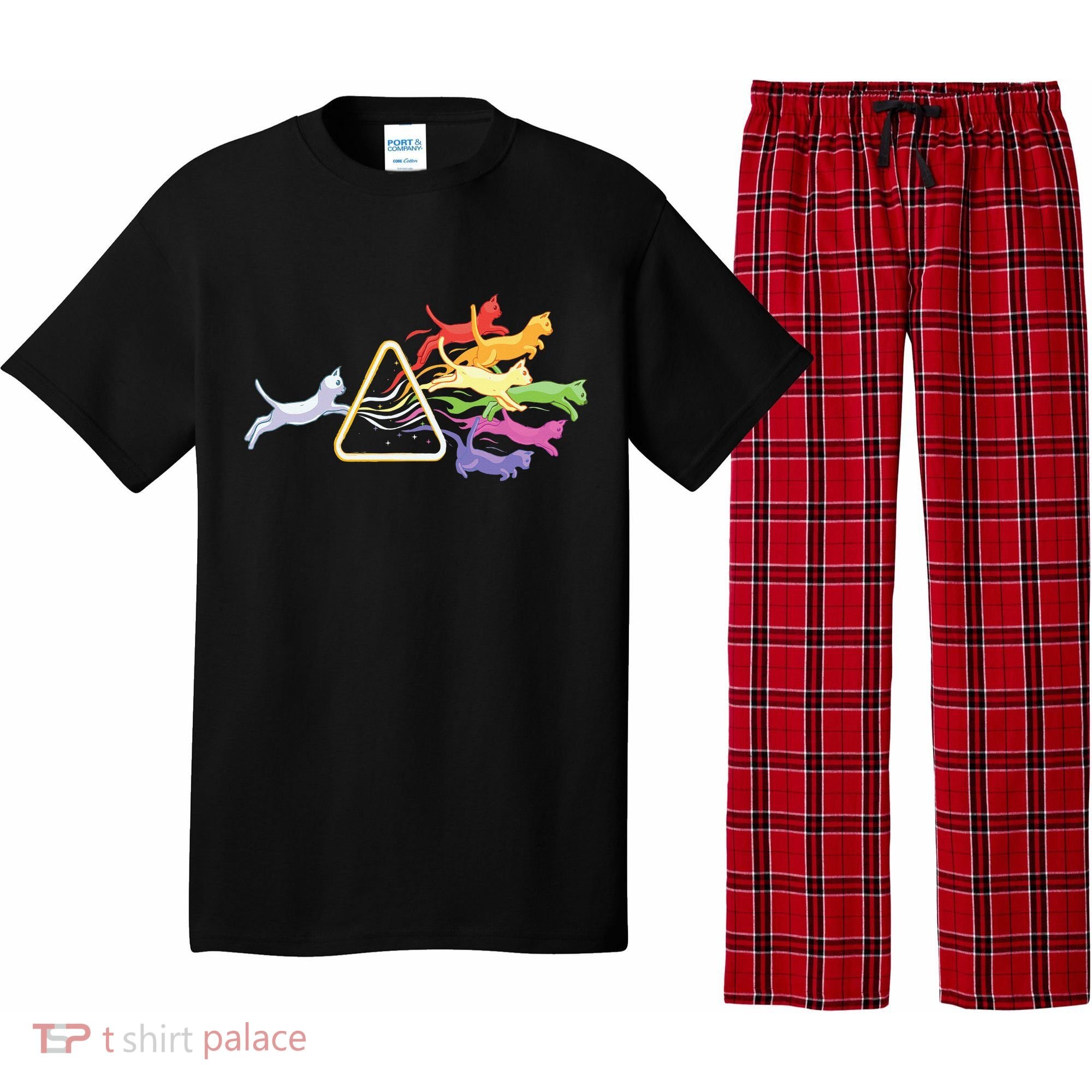 Cat Prism Rainbow Light Funny Physics Science Spectral Cat Pajama Set