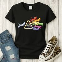 Cat Prism Rainbow Light Funny Physics Science Spectral Cat Women's T-Shirt thumb 3