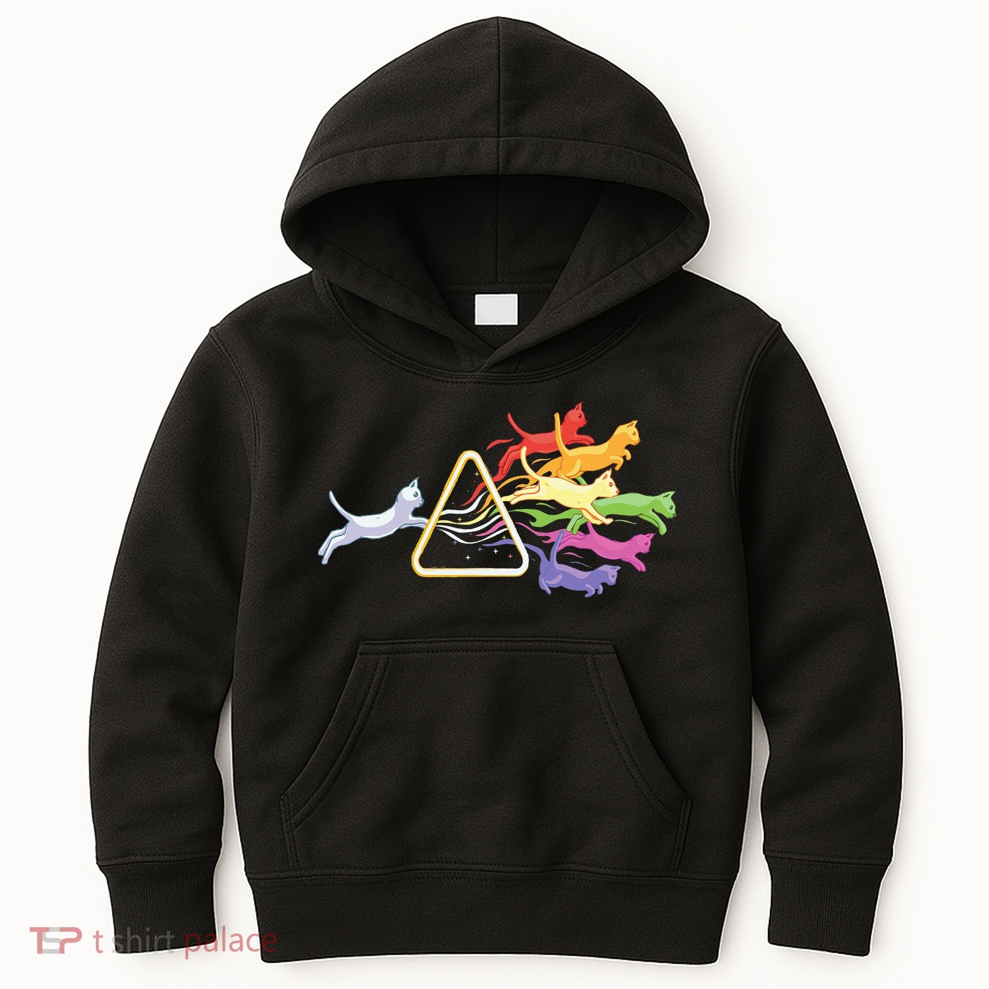 Cat Prism Rainbow Light Funny Physics Science Spectral Cat Kids Hoodie