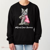 Cat Pink Ribbon Breast Cancer Women's Sweatshirt thumb 0