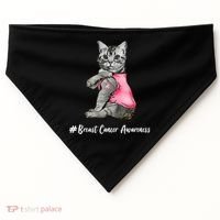 Cat Pink Ribbon Breast Cancer USA-Made Doggie Bandana thumb 0