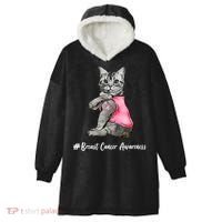 Cat Pink Ribbon Breast Cancer Hooded Wearable Blanket thumb 0