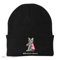 Cat Pink Ribbon Breast Cancer Beanie thumb 0