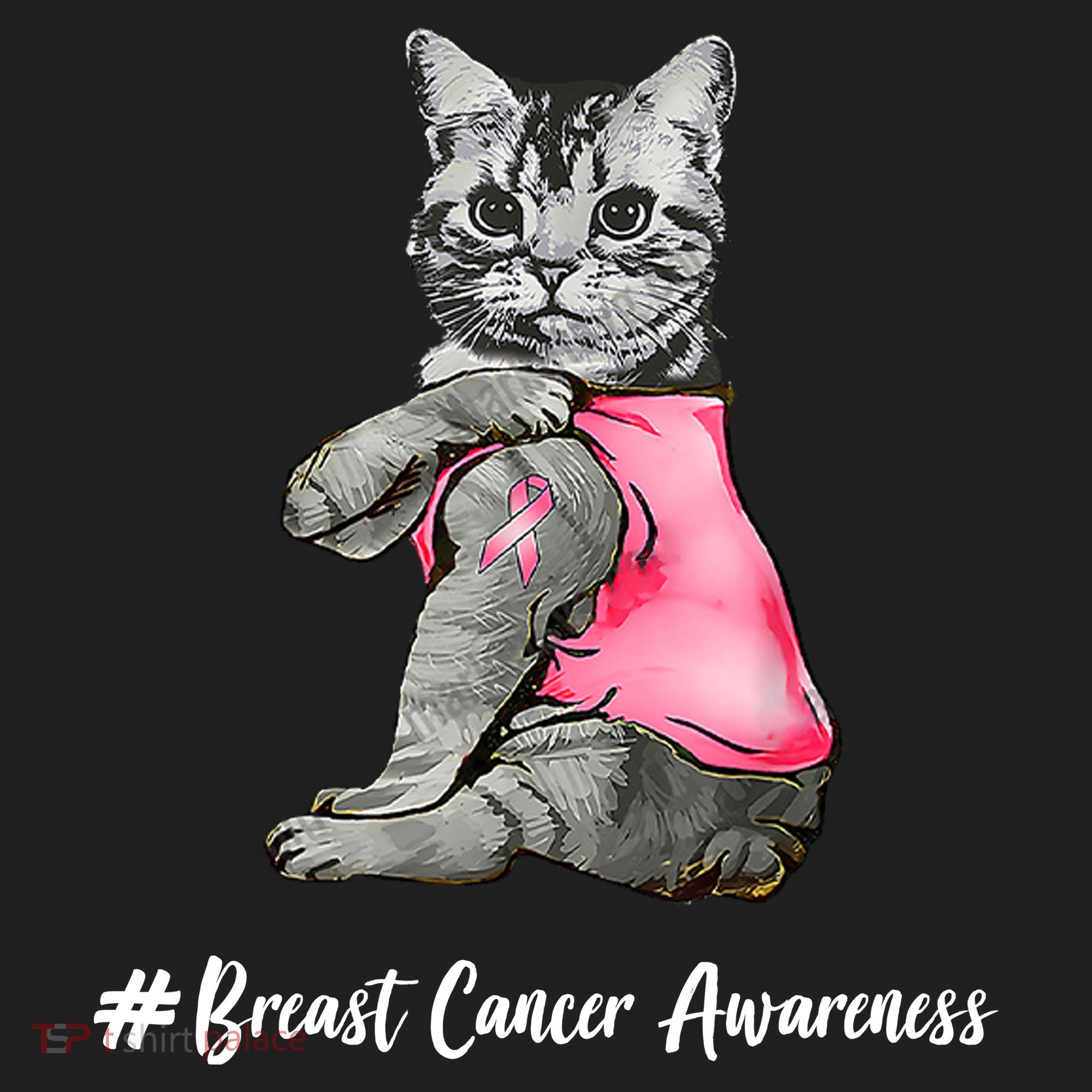 Cat Pink Ribbon Breast Cancer Beanie