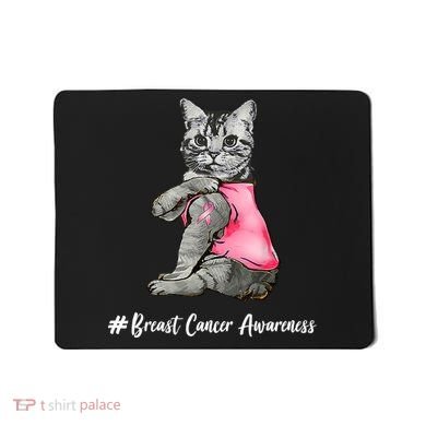Cat Pink Ribbon Breast Cancer Mousepad