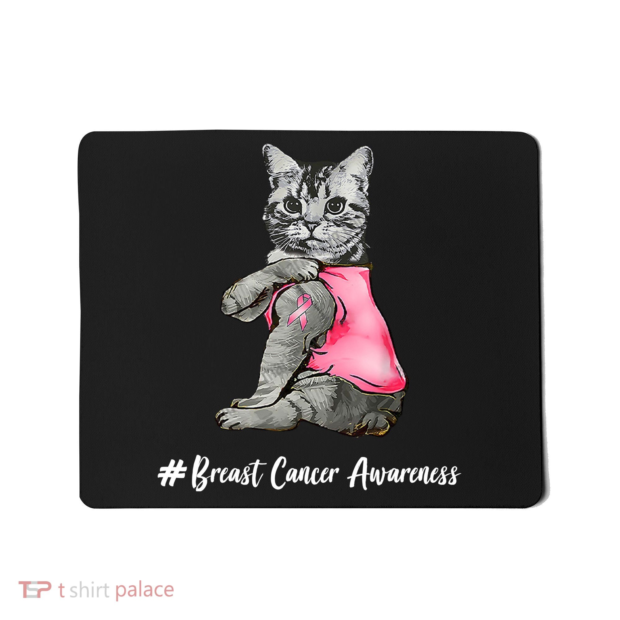 Cat Pink Ribbon Breast Cancer Mousepad