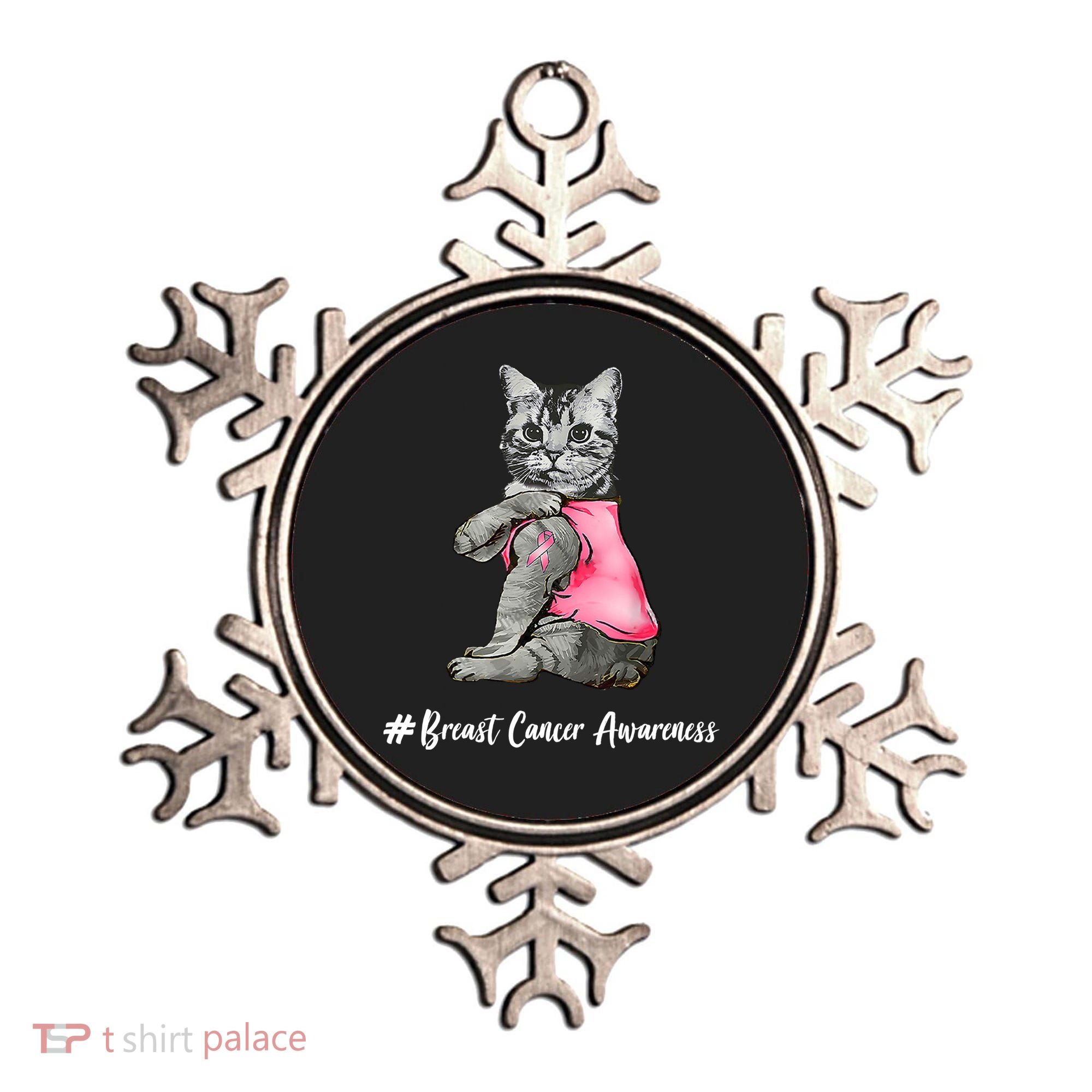Cat Pink Ribbon Breast Cancer Ornament