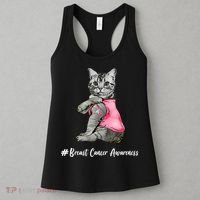 Cat Pink Ribbon Breast Cancer Women's Tank Top thumb 3