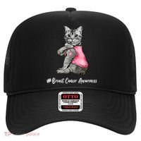 Cat Pink Ribbon Breast Cancer Hat thumb 0