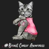 Cat Pink Ribbon Breast Cancer Hat thumb 2