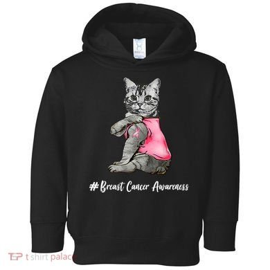 Cat Pink Ribbon Breast Cancer Toddler Hoodie