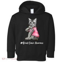 Cat Pink Ribbon Breast Cancer Toddler Hoodie thumb 0
