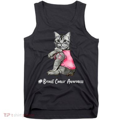 Cat Pink Ribbon Breast Cancer Tank Top