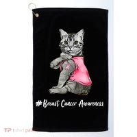 Cat Pink Ribbon Breast Cancer Golf Towel thumb 0