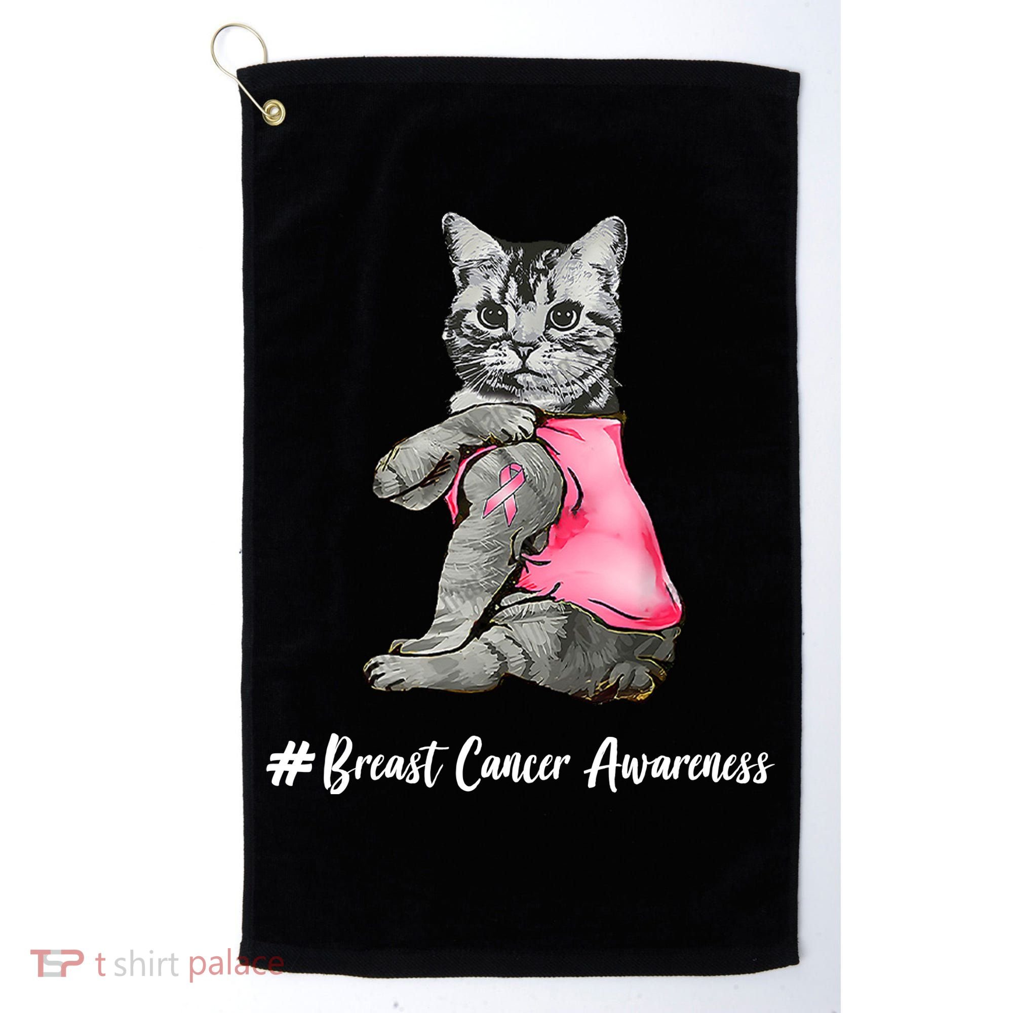 Cat Pink Ribbon Breast Cancer Golf Towel