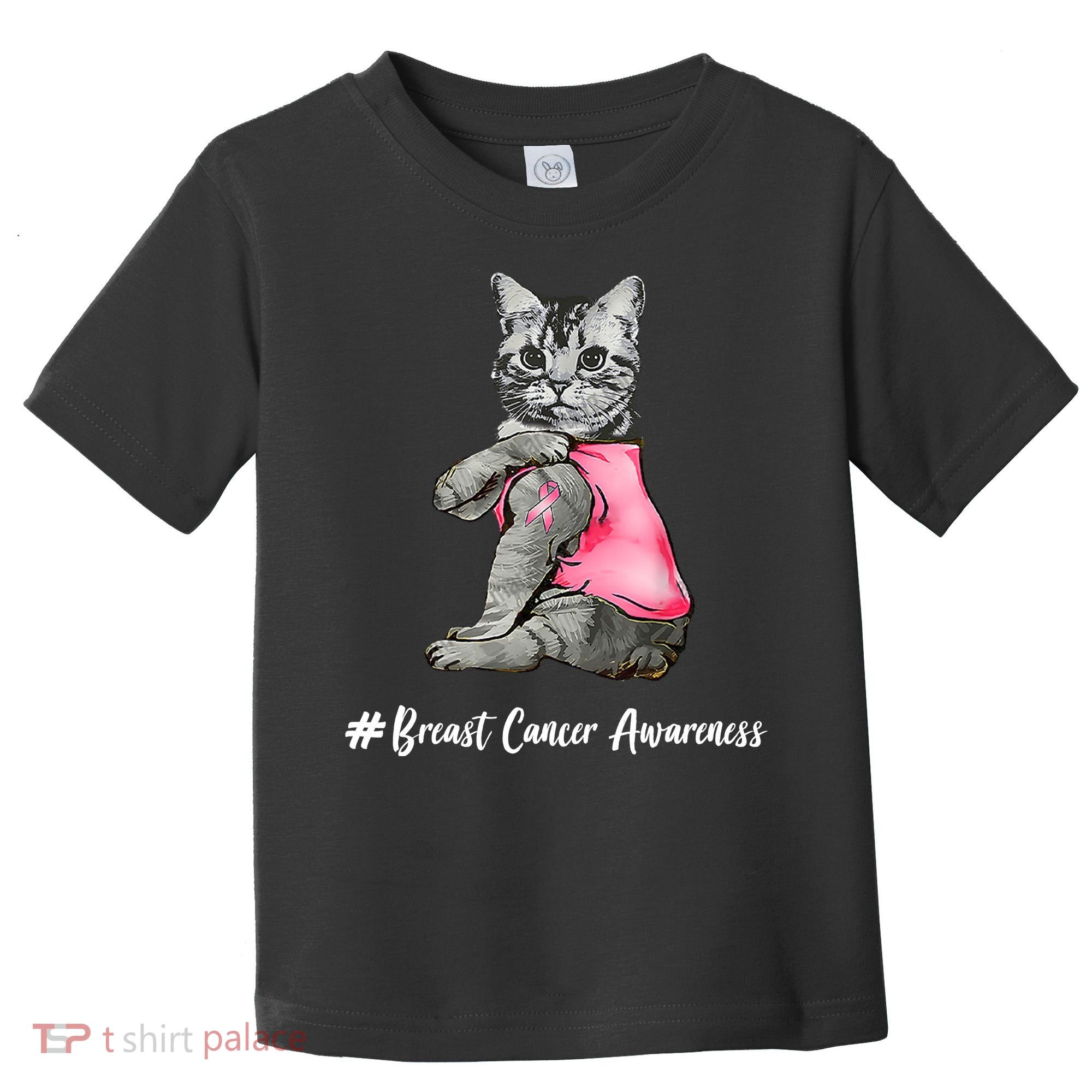 Cat Pink Ribbon Breast Cancer Toddler T-Shirt