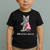 Cat Pink Ribbon Breast Cancer Toddler T-Shirt thumb 2
