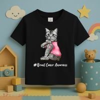 Cat Pink Ribbon Breast Cancer Toddler T-Shirt thumb 3