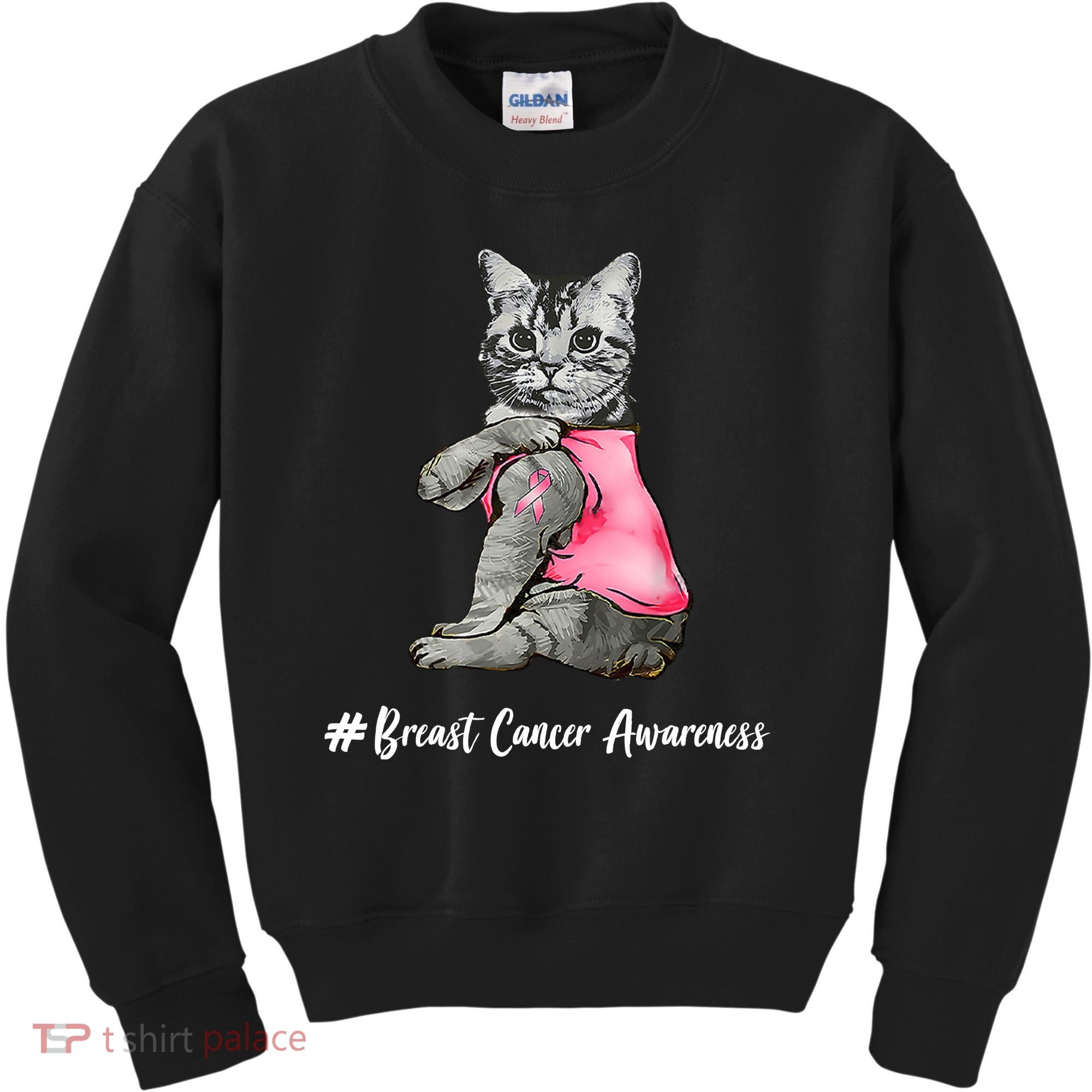 Cat Pink Ribbon Breast Cancer Kids Sweatshirt