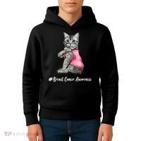 Cat Pink Ribbon Breast Cancer Kids Hoodie thumb 4