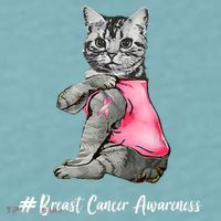 Cat Pink Ribbon Breast Cancer Sueded Cloud Jersey T-Shirt thumb 2