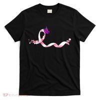 Cute Pink Ribbon Butterfly Breast Cancer Awareness T-Shirt thumb 0