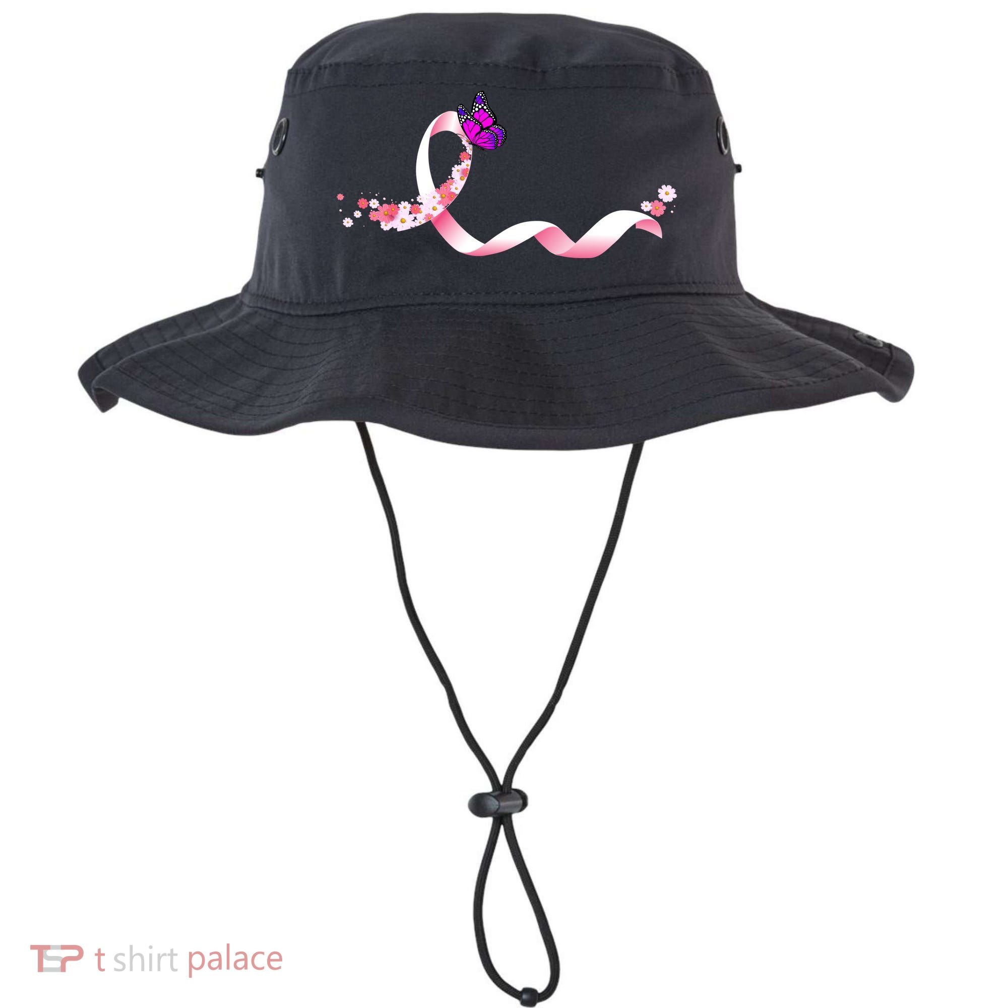 Cute Pink Ribbon Butterfly Breast Cancer Awareness Bucket Hat