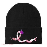 Cute Pink Ribbon Butterfly Breast Cancer Awareness Beanie thumb 0