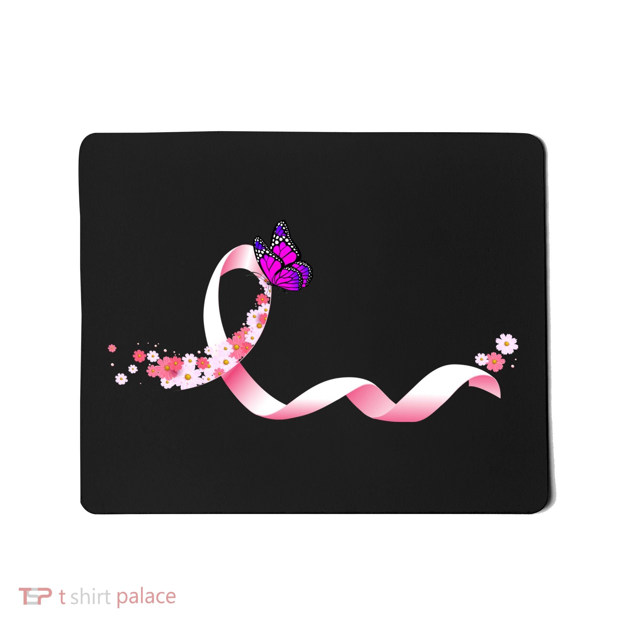 Cute Pink Ribbon Butterfly Breast Cancer Awareness Mousepad