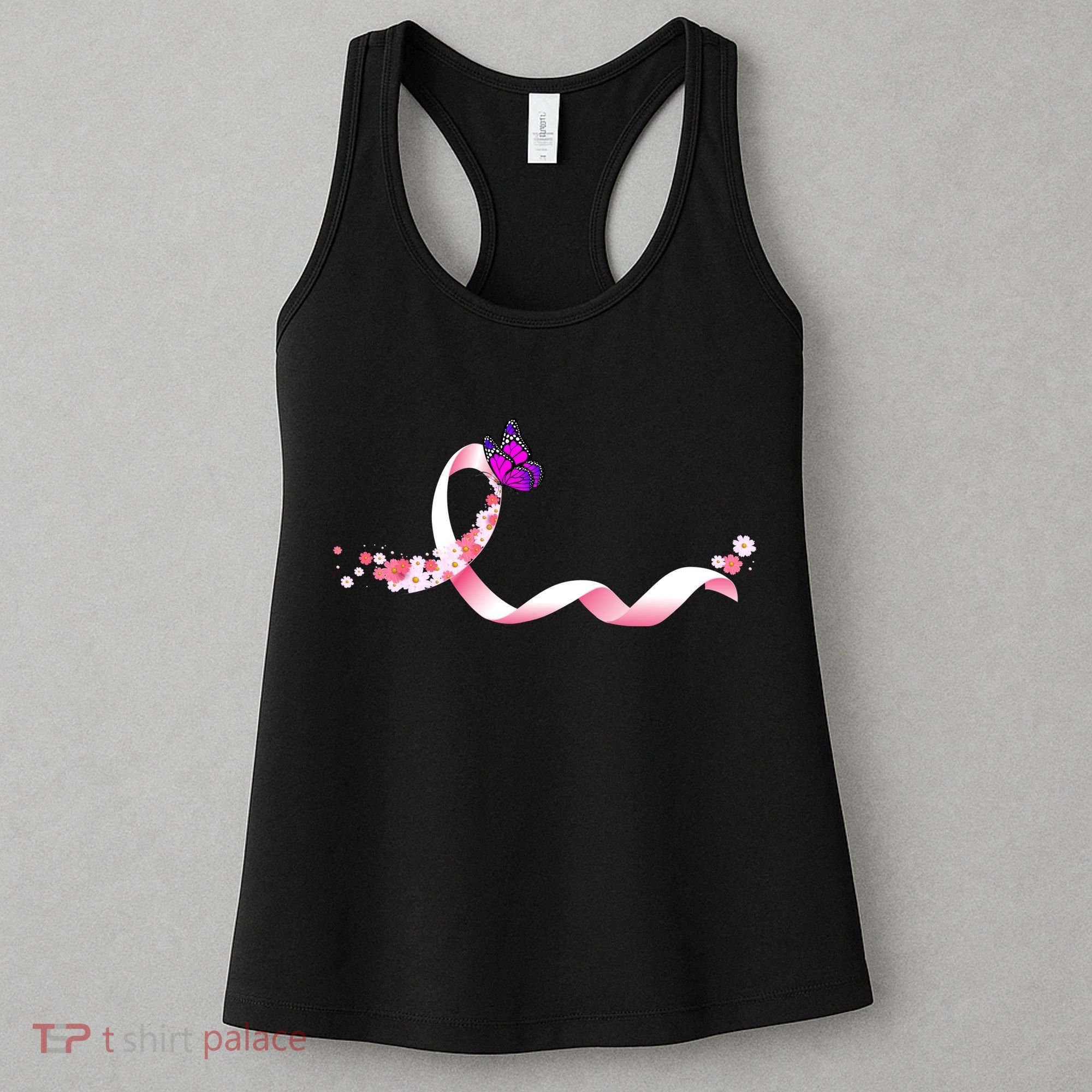 Cute Pink Ribbon Butterfly Breast Cancer Awareness Women's Tank Top