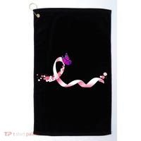 Cute Pink Ribbon Butterfly Breast Cancer Awareness Golf Towel thumb 0