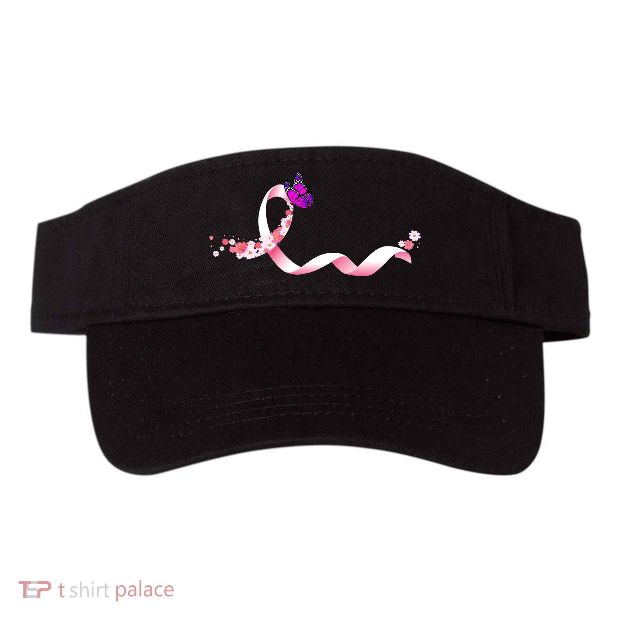 Cute Pink Ribbon Butterfly Breast Cancer Awareness Visor