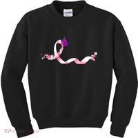Cute Pink Ribbon Butterfly Breast Cancer Awareness Kids Sweatshirt thumb 0